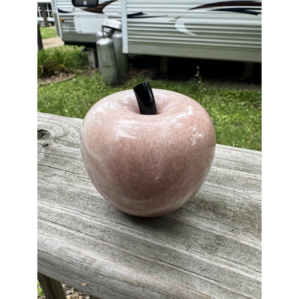 Redish Pink Marble Alabaster Stone Apple 3" Paperweight Crowning Touch